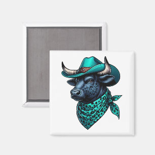 Cowboy Bull met turquoise Pet en gepatenteerde sja Magneet