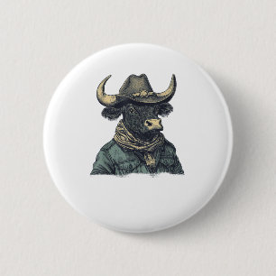 Cowboy Bull Rodeo Moooch verplicht Pardner W Ronde Button 5,7 Cm