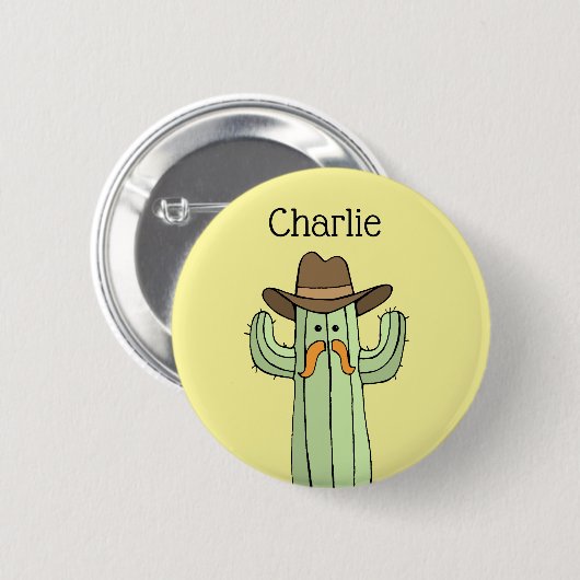 Cowboy Cactus gepersonaliseerd Ronde Button 5,7 Cm (Voorkant /achterkant)