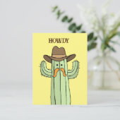 Cowboy Cactus Howdy Briefkaart (Staand voorkant)