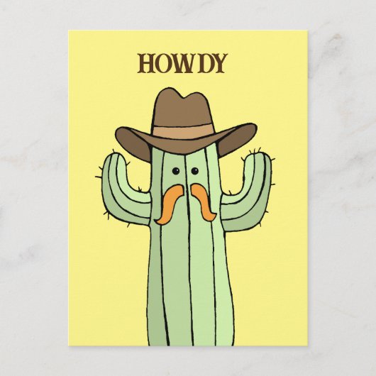 Cowboy Cactus Howdy Briefkaart (Voorkant)