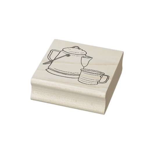 Cowboy Camping Coffee Pot and Tin Cup Rubberstempel (Stempel)