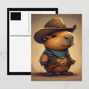 cowboy capibara feestdagenkaart