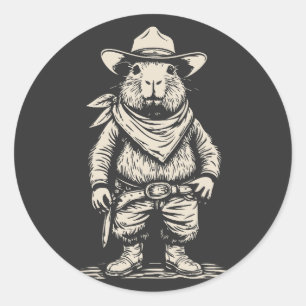 cowboy capibara ronde sticker
