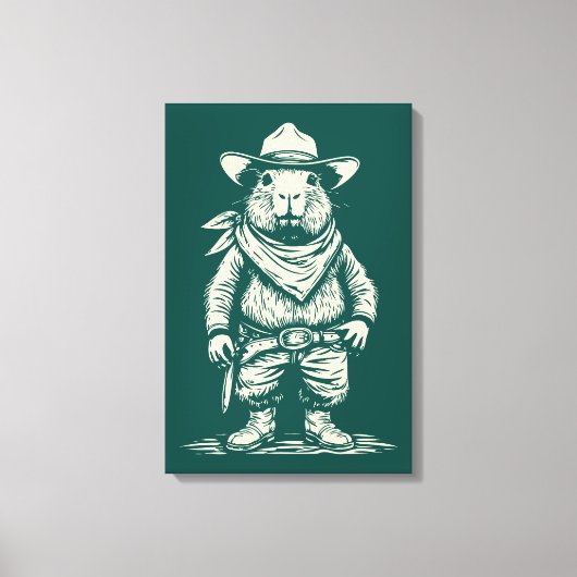 cowboy capybara canvas afdruk (Voorkant)
