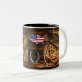 Cowboy Casquette à deux tons de café Mug (Devant droit)