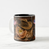 Cowboy Casquette à deux tons de café Mug (Devant gauche)