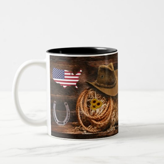 Cowboy Casquette à deux tons de café Mug (Gauche)