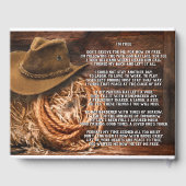 Cowboy Casquette Photo Funeral Memorial Livre d'or (Verso)