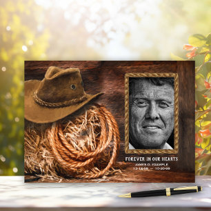 Cowboy Casquette Photo Funeral Memorial Livre d'or