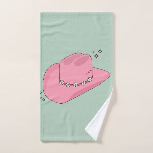 Cowboy Casquette Preppy Rose Et Vert (Serviette à main)