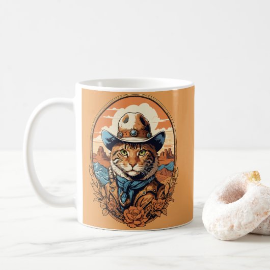 Cowboy Cat Design Koffiemok (Met donut)