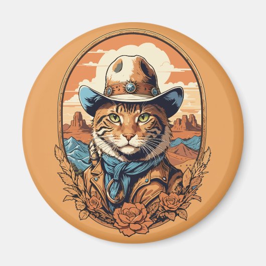  Cowboy Cat Design Magneet (Voorkant)