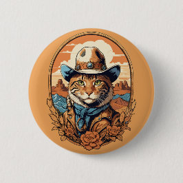 Cowboy Cat Design Ronde Button 5,7 Cm