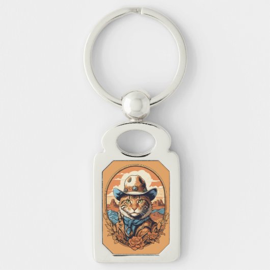  Cowboy Cat Design Sleutelhanger (Voorkant)