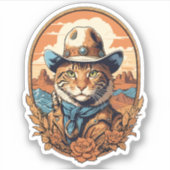  Cowboy Cat Design Sticker (Voorkant)