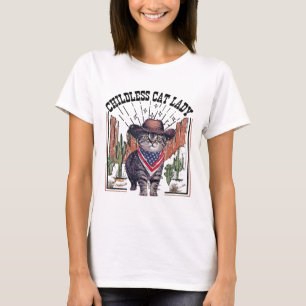 Cowboy Cat Kinderloze Cat Lady voor Kamala Verkiez T-shirt