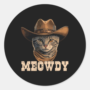 Cowboy Cat Meowdy 1 Ronde Sticker