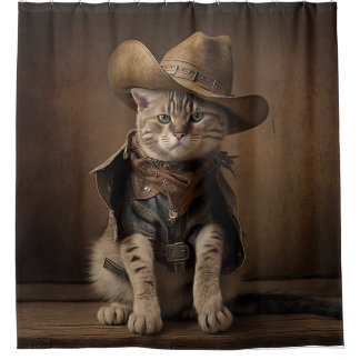 Cowboy Cat Shower Curtain Douchegordijn