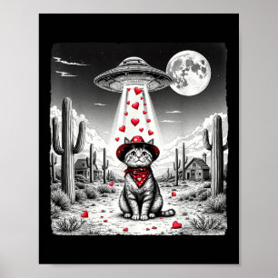 Cowboy Cat Ufo Meme Funny Cat Ufos Valentijnsdag Poster