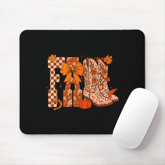 Cowboy Checkered Fall,fall Pumpkin,boots Cow Funny Muismat (Met muis)