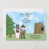 Cowboy, Cheval et Cabine Invitation d'anniversaire (Dos)