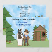 Cowboy, Cheval et Cabine Invitation d'anniversaire (Devant / Derrière)