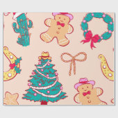 Cowboy Christmas Gingerbread Cadeaupapier (Vlak)