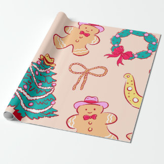 Cowboy Christmas Gingerbread Cadeaupapier