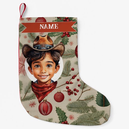 Cowboy Christmas Stocking Kleine Kerstsok (Voorkant)