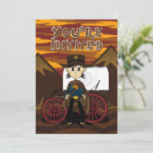 Cowboy & Chuck Wagon Party Invite Kaart (Staand voorkant)