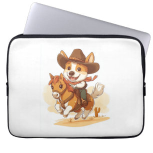 Cowboy Corgi - Westerne Rodeo Dog Laptop Sleeve