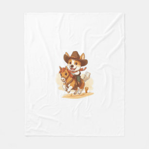 Cowboy Corgi � Westerse Rodeo Hond Fleece Deken