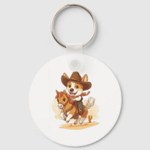 Cowboy Corgi � Westerse Rodeo Hond Sleutelhanger