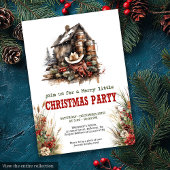 Cowboy country Christmas party printable card Kaart