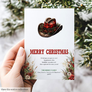 Cowboy country kerst wenskaart ontwerp feestdagenkaart