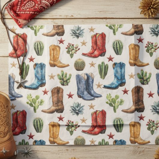 Cowboy Cowgirl Boots Westerne Cactus Tissuepapier