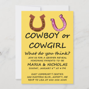 Cowboy Cowgirl Geslacht Reveal Feest Uitnodiging