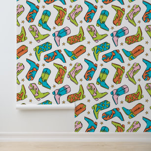 Cowboy Cowgirl Laarzen Western Patroon Behang