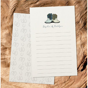 Cowboy Cowgirl Paar Laarzen Geïllustreerd Briefpapier