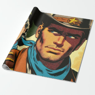 Cowboy/Cowgirl Retro Strips Cadeaupapier