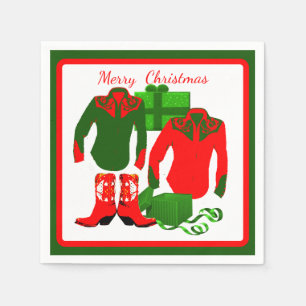 Cowboy Cowgirl Rodeo Westerne Shirten en laarzen Servet