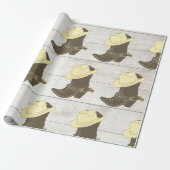 Cowboy Cowgirl Rustiek Hout Cadeaupapier (Uitgerold)