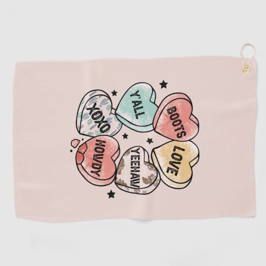 Cowboy Cowgirl Theme Hearts Golfhanddoek (Horizontaal)