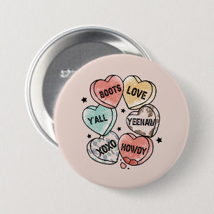 Cowboy Cowgirl Theme Hearts Ronde Button 7,6 Cm