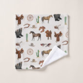 Cowboy Cowgirl Western Rodeo Country Pattern Bad Handdoek (Wasdoekje)