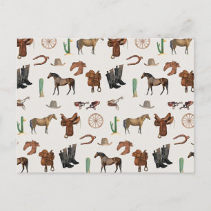 Cowboy Cowgirl Western Rodeo Country Pattern Feestdagenkaart