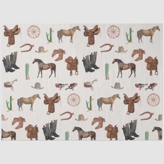 Cowboy Cowgirl Western Rodeo Country Pattern Tissuepapier (Voorkant)