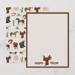 Cowboy Cowgirl Western Rodeo Land Naam Notitiekaartje