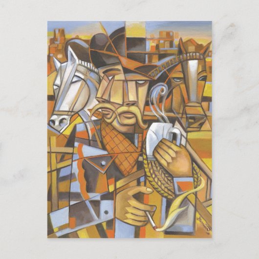 Cowboy cubisme Carte postale Art original (Devant)